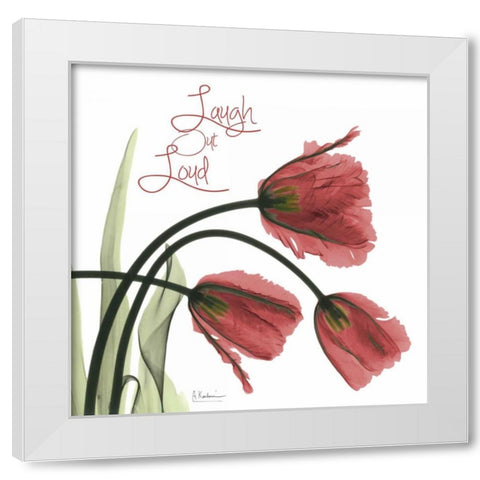 Laugh Out Loud Tulips L83 White Modern Wood Framed Art Print by Koetsier, Albert