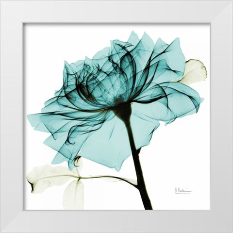 Teal Rose 2 White Modern Wood Framed Art Print by Koetsier, Albert