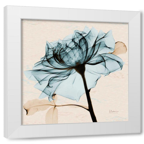 Teal Rose 2 White Modern Wood Framed Art Print by Koetsier, Albert