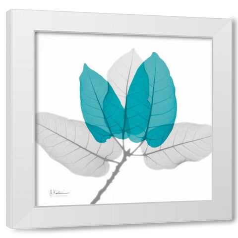 Ficus Burkey Teal White Modern Wood Framed Art Print by Koetsier, Albert