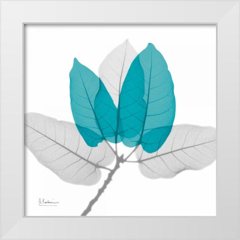 Ficus Burkey Teal White Modern Wood Framed Art Print by Koetsier, Albert