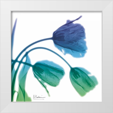 Tulips L83 Turq Blue White Modern Wood Framed Art Print by Koetsier, Albert