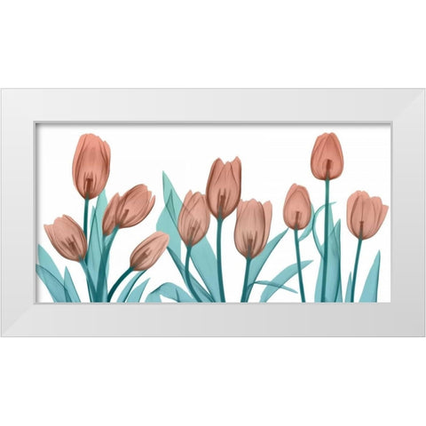 Burning Tulips White Modern Wood Framed Art Print by Koetsier, Albert