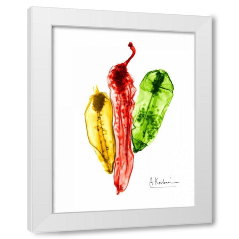 Peppers Picante White Modern Wood Framed Art Print by Koetsier, Albert