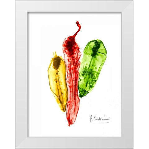 Peppers Picante White Modern Wood Framed Art Print by Koetsier, Albert