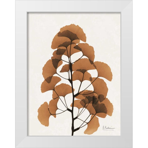 Aged Ginko White Modern Wood Framed Art Print by Koetsier, Albert