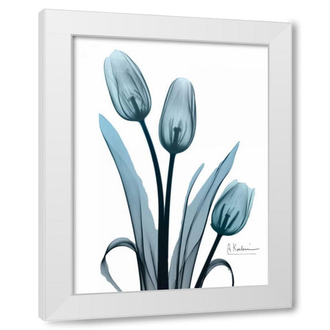 Midnight Sky Tulip Trio White Modern Wood Framed Art Print by Koetsier, Albert