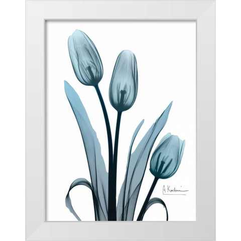 Midnight Sky Tulip Trio White Modern Wood Framed Art Print by Koetsier, Albert