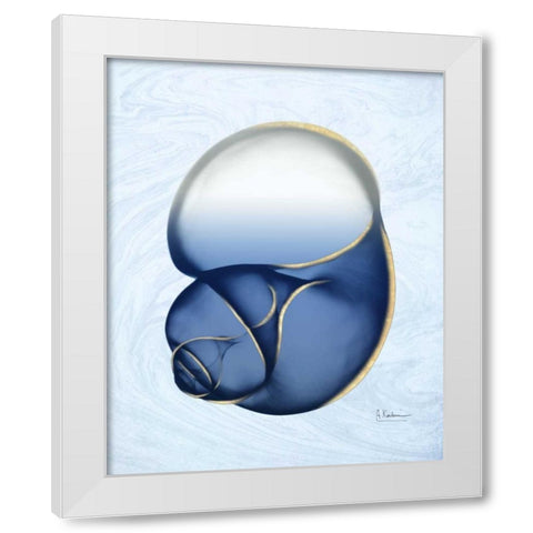 Marble Indigo Snail 1 White Modern Wood Framed Art Print by Koetsier, Albert