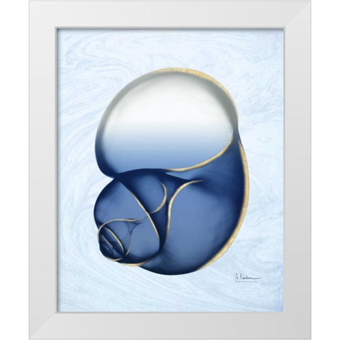 Marble Indigo Snail 1 White Modern Wood Framed Art Print by Koetsier, Albert