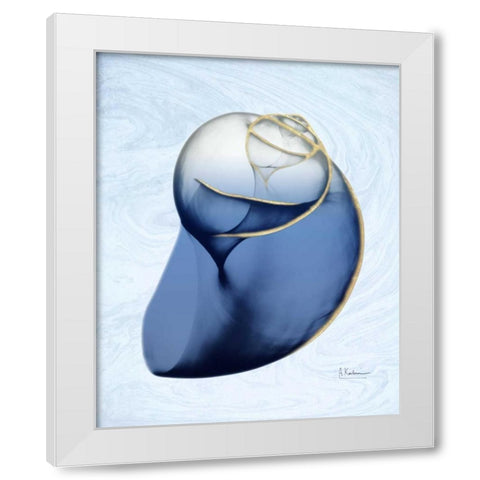 Marble Indigo Snail 2 White Modern Wood Framed Art Print by Koetsier, Albert