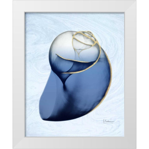 Marble Indigo Snail 2 White Modern Wood Framed Art Print by Koetsier, Albert
