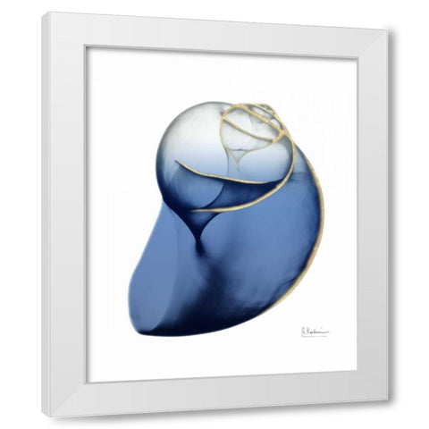 Shimmering Indigo Snail 2 White Modern Wood Framed Art Print by Koetsier, Albert