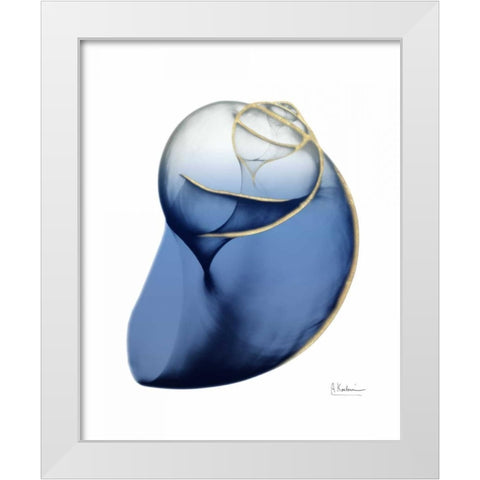 Shimmering Indigo Snail 2 White Modern Wood Framed Art Print by Koetsier, Albert