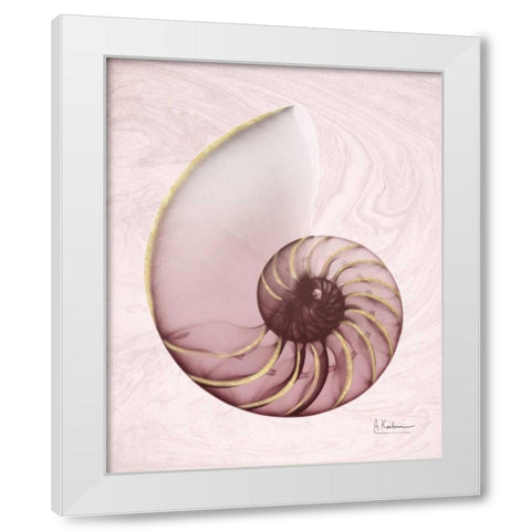 Marble Blush Snail 1 White Modern Wood Framed Art Print by Koetsier, Albert