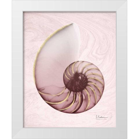 Marble Blush Snail 1 White Modern Wood Framed Art Print by Koetsier, Albert