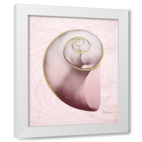 Marble Blush Snail 2 White Modern Wood Framed Art Print by Koetsier, Albert