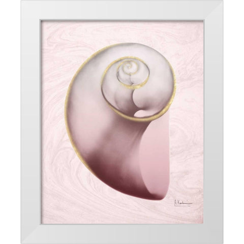 Marble Blush Snail 2 White Modern Wood Framed Art Print by Koetsier, Albert