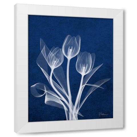 Ecto Indigo Tulips White Modern Wood Framed Art Print by Koetsier, Albert