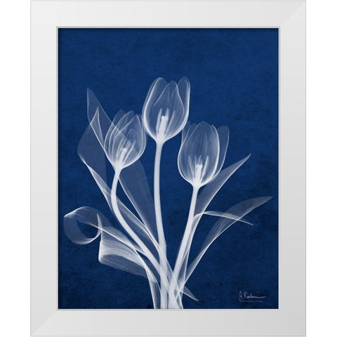 Ecto Indigo Tulips White Modern Wood Framed Art Print by Koetsier, Albert