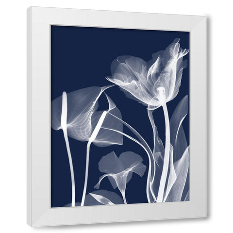 Navy Flora 2 White Modern Wood Framed Art Print by Koetsier, Albert