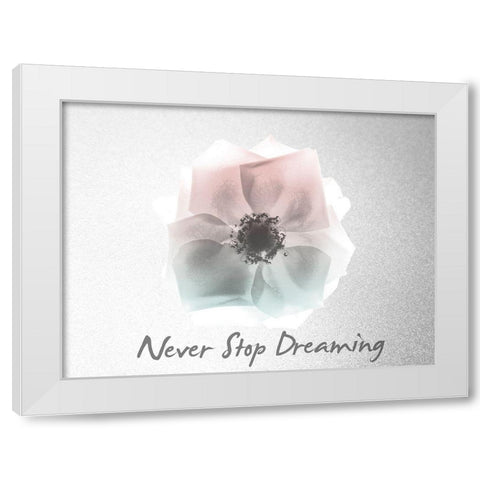 Never Stop Dreaming Rose White Modern Wood Framed Art Print by Koetsier, Albert