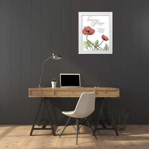 Holiday Poppies 1 White Modern Wood Framed Art Print by Koetsier, Albert