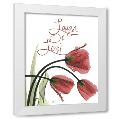 Laughing Tulips White Modern Wood Framed Art Print by Koetsier, Albert