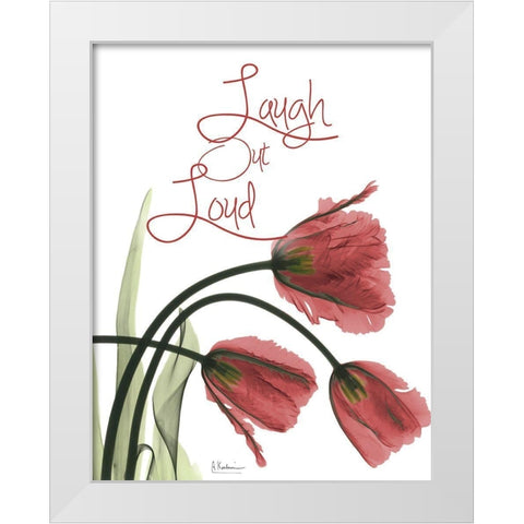 Laughing Tulips White Modern Wood Framed Art Print by Koetsier, Albert