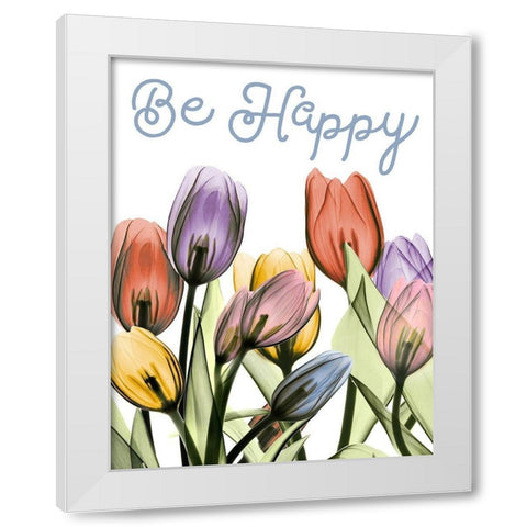 Happy Tulipscape White Modern Wood Framed Art Print by Koetsier, Albert