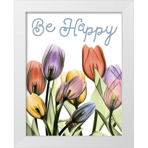 Happy Tulipscape White Modern Wood Framed Art Print by Koetsier, Albert