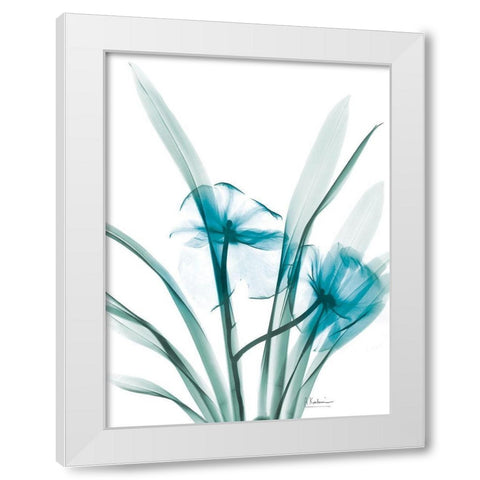 Aqua Dedrodium Orchid White Modern Wood Framed Art Print by Koetsier, Albert