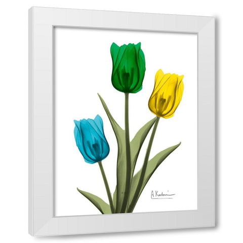 Jeweled Tulip Trio 2 White Modern Wood Framed Art Print by Koetsier, Albert