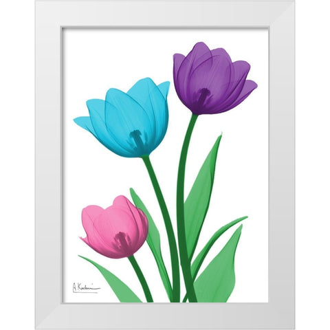 Shiny Tulips 1 White Modern Wood Framed Art Print by Koetsier, Albert