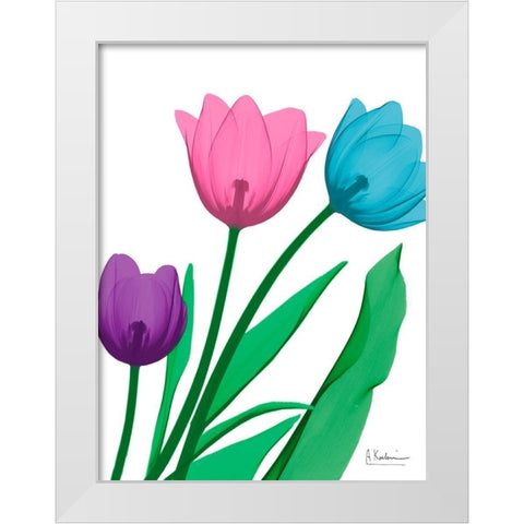 Shiny Tulips 2 White Modern Wood Framed Art Print by Koetsier, Albert