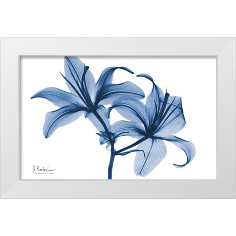 Indigo Infused Lily 2 White Modern Wood Framed Art Print by Koetsier, Albert