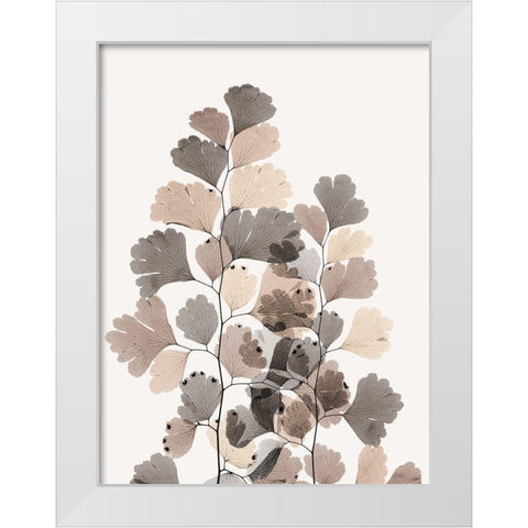 Earthy Maidenhair Fern White Modern Wood Framed Art Print by Koetsier, Albert