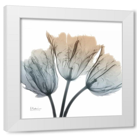 Earthy Tulips White Modern Wood Framed Art Print by Koetsier, Albert