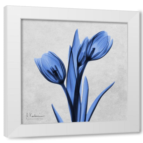 Midnight Tulips White Modern Wood Framed Art Print by Koetsier, Albert