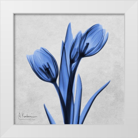 Midnight Tulips White Modern Wood Framed Art Print by Koetsier, Albert