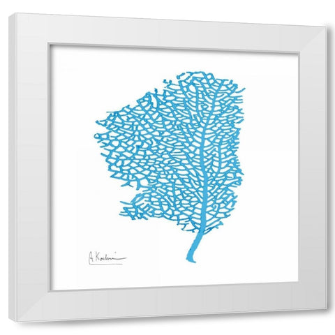 Cobalt Sea Fan 2 White Modern Wood Framed Art Print by Koetsier, Albert