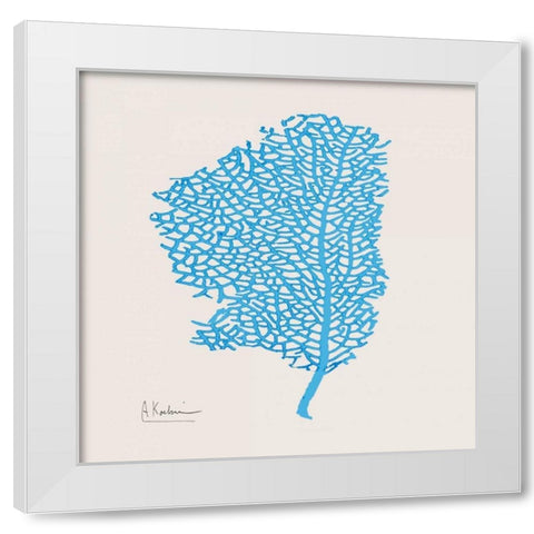 Cobalt Sea Fan White Modern Wood Framed Art Print by Koetsier, Albert