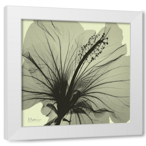 Emerald Hibiscus White Modern Wood Framed Art Print by Koetsier, Albert