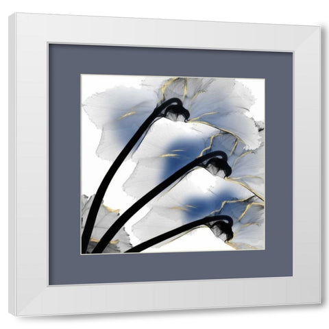 Indigo Luster Cyclamen Border White Modern Wood Framed Art Print by Koetsier, Albert