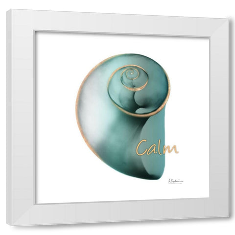 Shinny Calm Snail White Modern Wood Framed Art Print by Koetsier, Albert