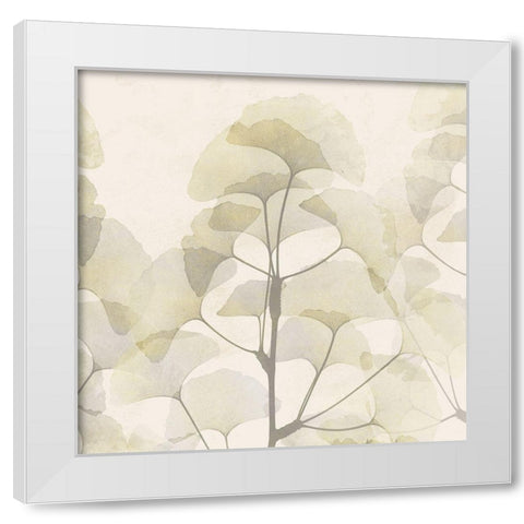 Sunkissed Ginko White Modern Wood Framed Art Print by Koetsier, Albert