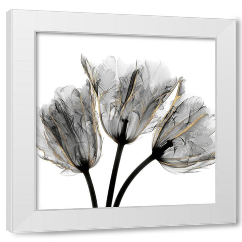 Gold Embellished Tulips 3 White Modern Wood Framed Art Print by Koetsier, Albert