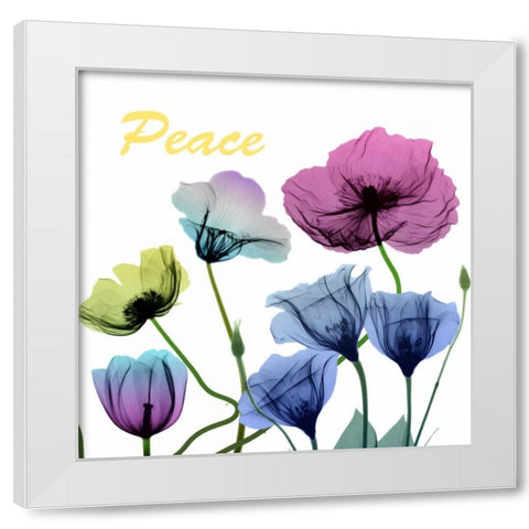 Floral Rainbow Peace White Modern Wood Framed Art Print by Koetsier, Albert