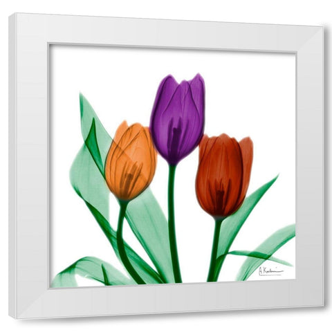 Jeweled Tulips 1 White Modern Wood Framed Art Print by Koetsier, Albert