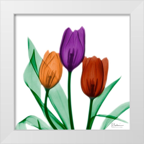 Jeweled Tulips 1 White Modern Wood Framed Art Print by Koetsier, Albert